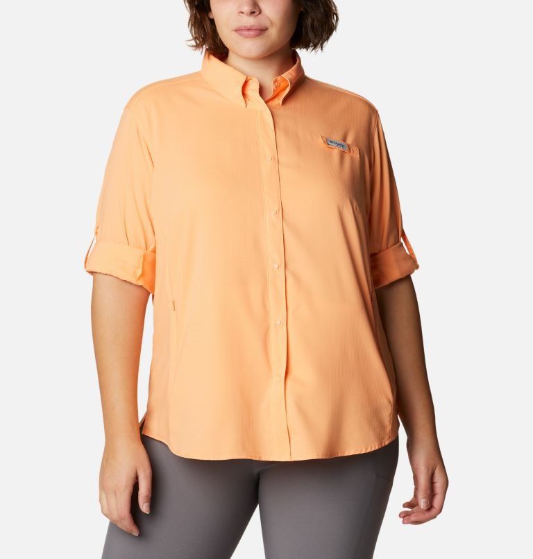 Camasa Columbia PFG Tamiami II Long Sleeve Dama Portocalii | Plus Size LZ0Z7A91M